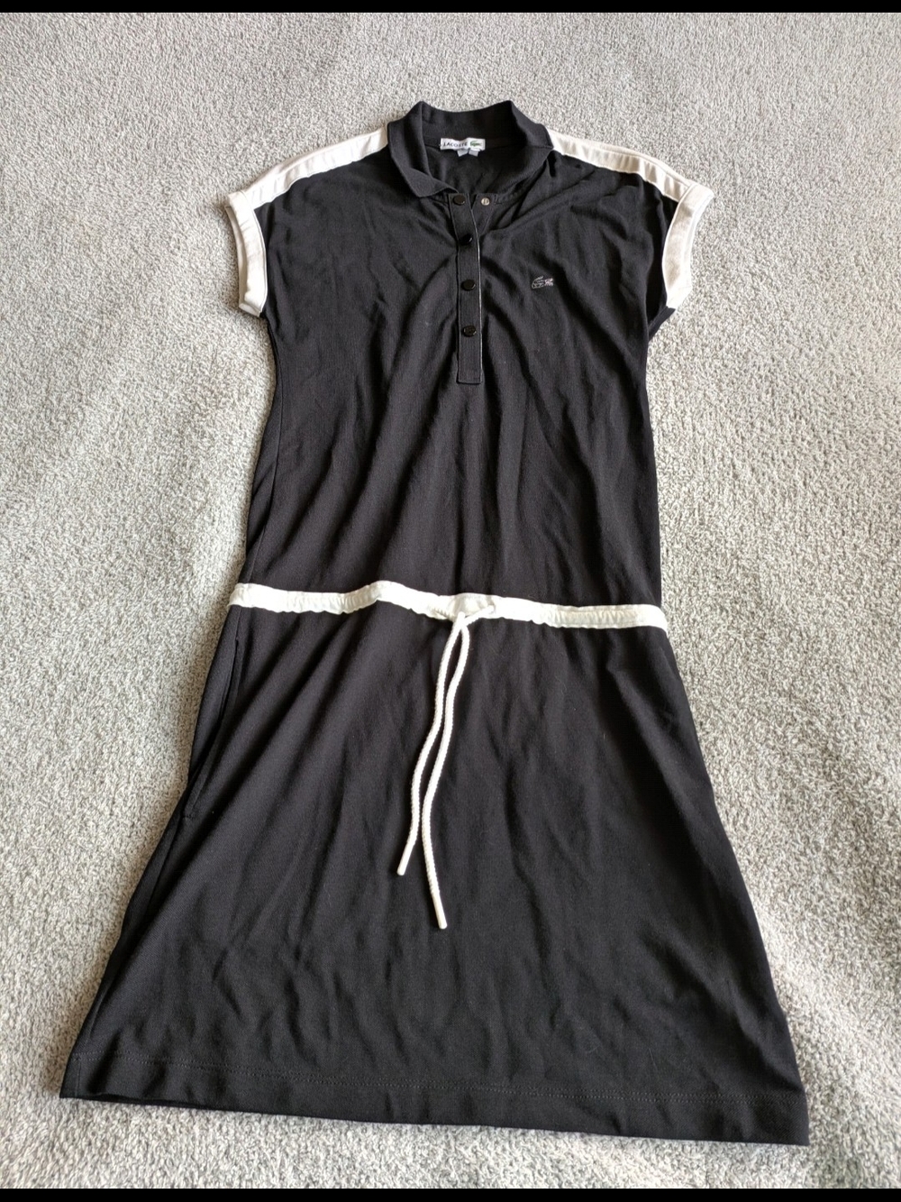 🌼B2G1🌼 Lacoste Black Polo-Style Mini Dress with White Trim